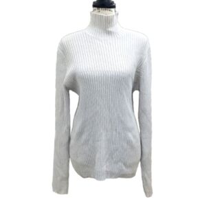 Club Monaco women's beige ribbed mockneck sweater size M